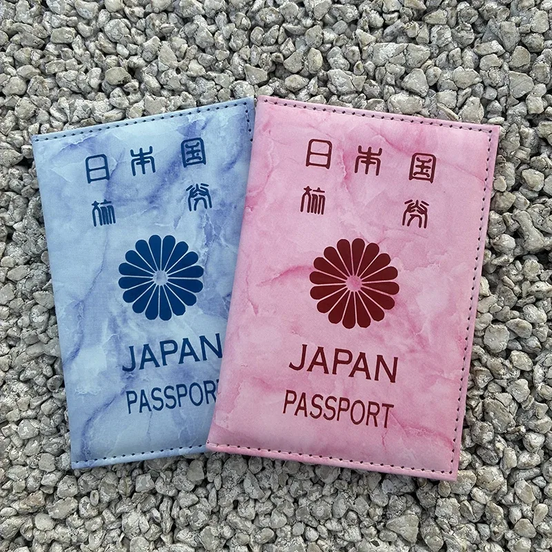 housse de passeport japonaise à motif marbré en cuir pu, porte-passeport japonais, étui de voyage pour passeports, protection pour passeports