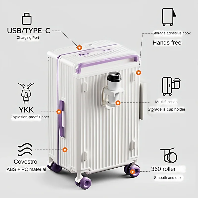 nouvelle valise de voyage 2026 à grande poignée rétractable, roues multifonctionnelles, bagage de 30 pouces grande taille, valise à roulettes légère en abs+pc