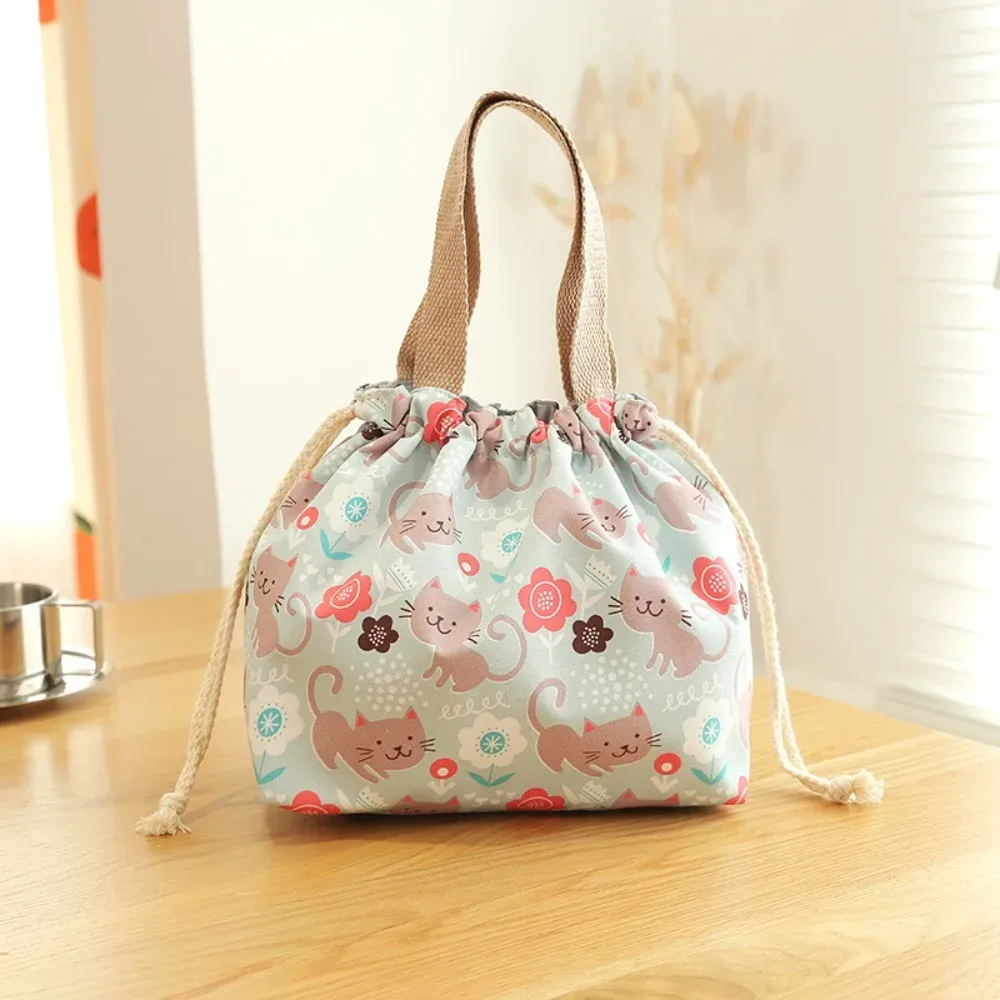 nouveau sac à sangle à cordon en nylon impression de dessin animé sac de repas de stockage mignon sac fourre-tout