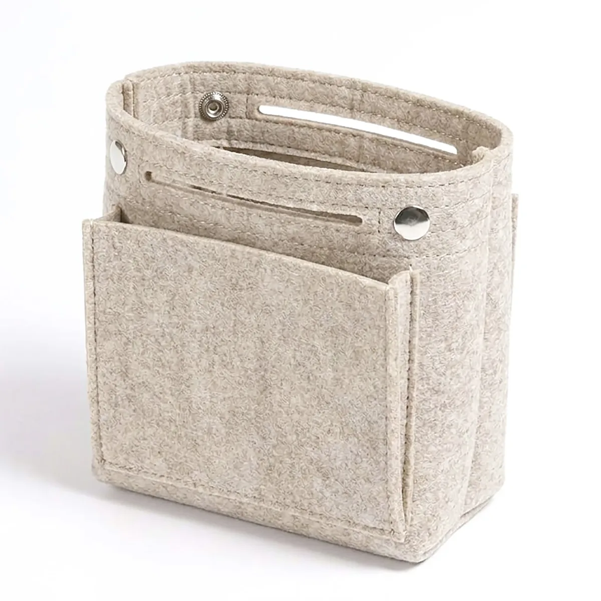 organisateur de sac à main en feutre ultra-fin avec fermeture à bouton-pression, sac de maquillage intégré avec plusieurs poches pour sac à main et sac fourre-tout