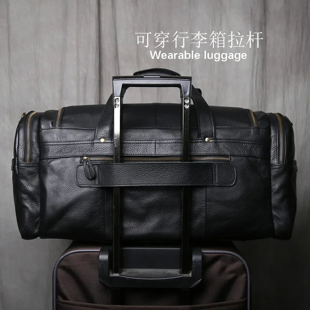 sac à main rétro en cuir pour hommes, sac de voyage, couche supérieure en peau de vache, grande capacité, sacoche asymétrique épaule, sacoche décontractée pour ordinateur portable, nzpj