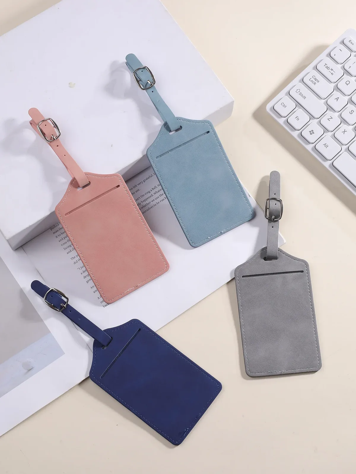 lot de 2 étiquettes à bagages en pu, sangle réglable anti-perte, étiquettes de nom pour valise, 6 couleurs au choix, étiquettes d'identification pour bagages de voyage