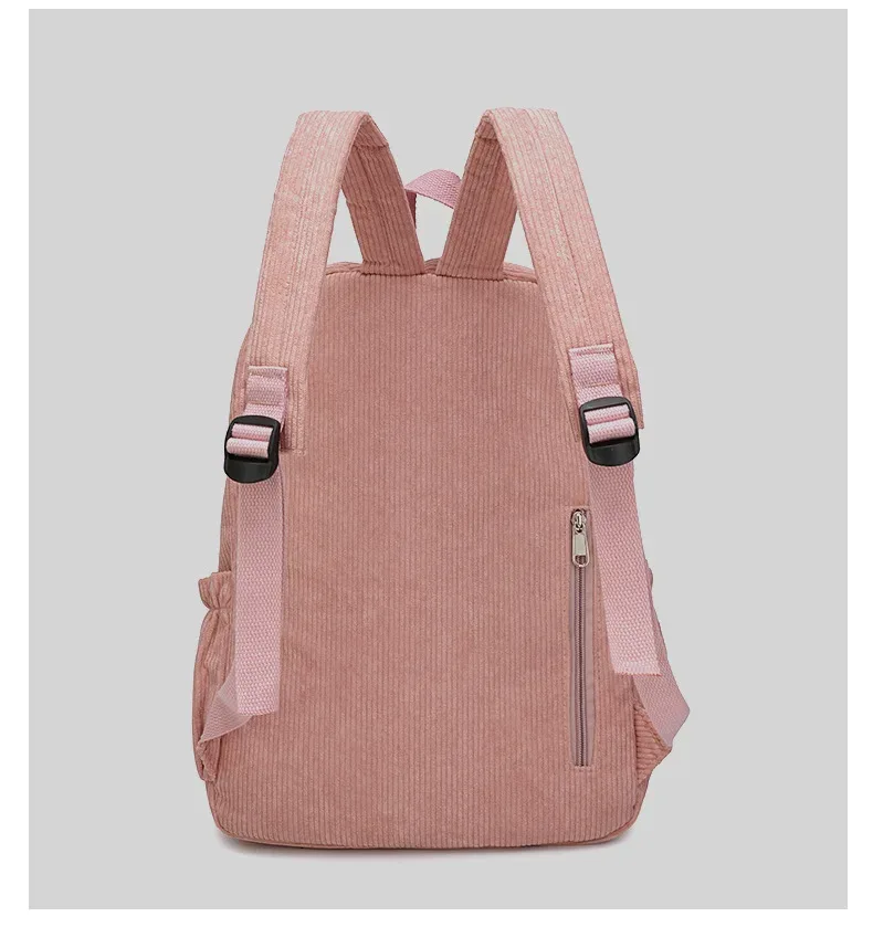 sac dos velours côtelé broderie personnalisation voyage grande capacité pliable extensible poche intérieure poche extérieure bandoulière arquée fermeture éclair