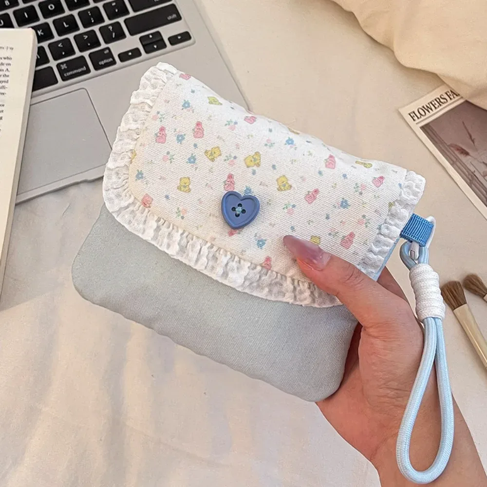 sac de rangement pour serviettes hygiéniques de grande capacité, sac à main imprimé floral, sac à maquillage, sac pour petits objets, mini sac cosmétique de style coréen