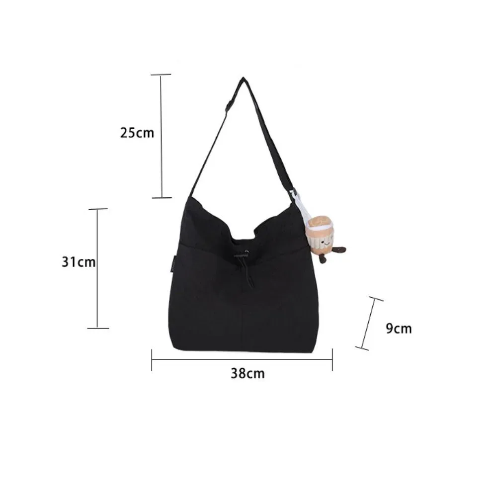 sac fourre-tout en nylon pour femmes, fourre-tout décontracté de voyage à la mode, sac à bandoulière avec cordon de serrage, grande capacité, sac seau étanche