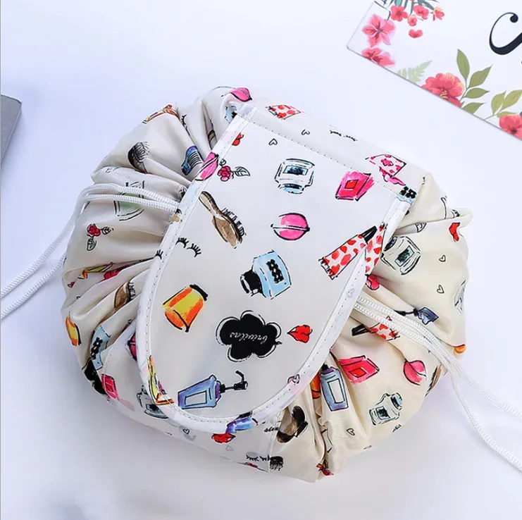 sac à cosmétiques à cordon de serrage pour femmes, sac de rangement de voyage, sac de maquillage, organisateur, pochette de maquillage portable étanche, trousse de toilette et de beauté