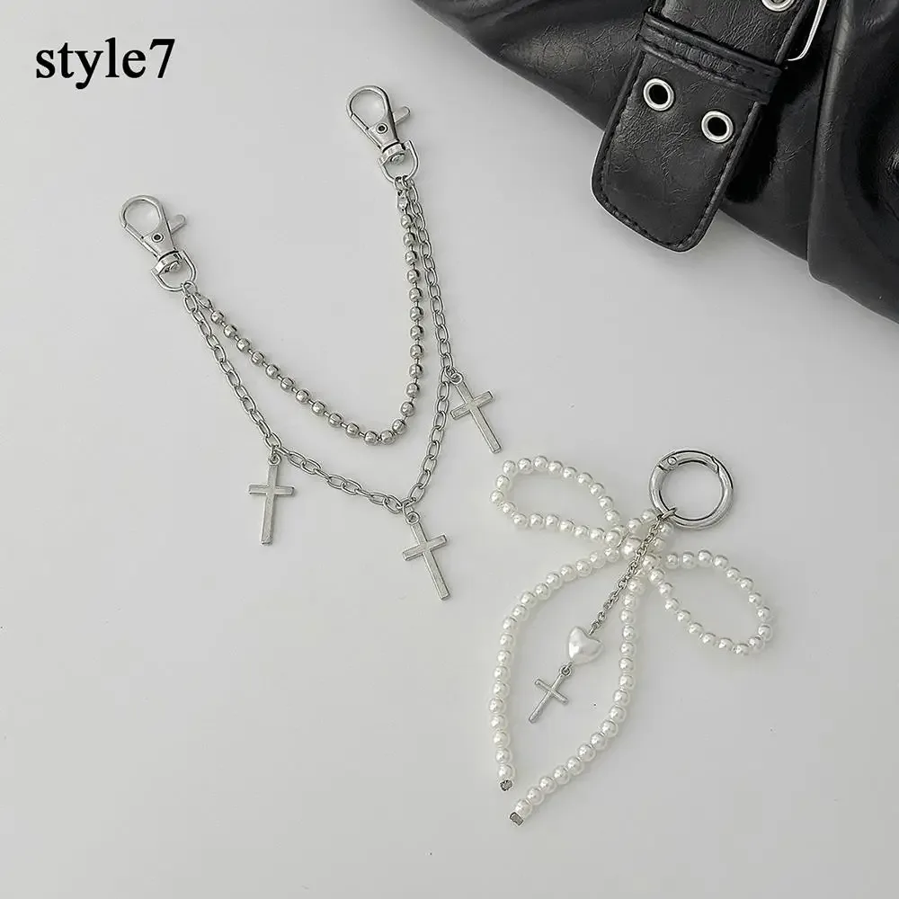 chaîne de sac en métal multicouche y2k, pendentif étoile, chaîne de sac à bandoulière punk rétro pour sac à main, accessoires de sac à nœud papillon en perles