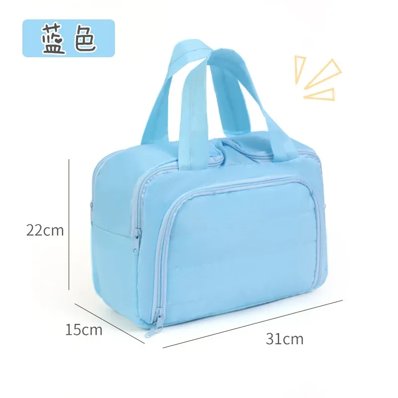 grande trousse de maquillage de voyage 180 ° organisateur de toilette à large ouverture, trousse à cosmétiques rembourrée résistante à l'eau avec poignée pour bouteilles pleines grand format
