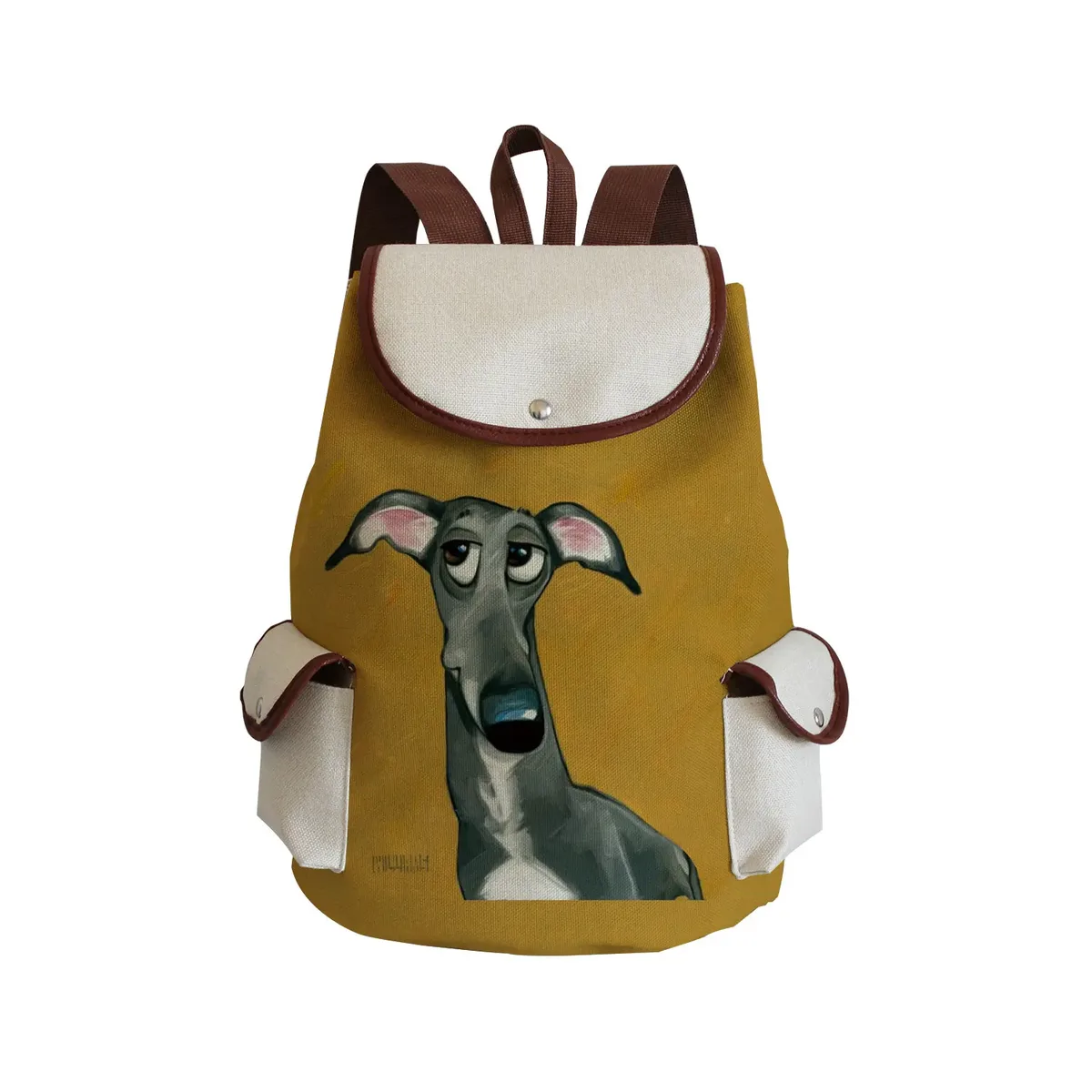 sac à dos personnalisé avec peinture à l'huile et imprimé de chien lévrier, sacoche de styliste durable pour shopping et voyage, accessoire d'extérieur décontracté pour femme