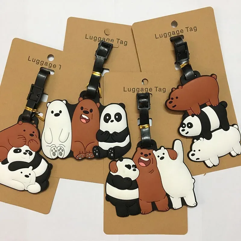 étiquette bagage gel silice ours expressions couleurs noires blanches bleues voyage famille enfants identification valises cartes identités