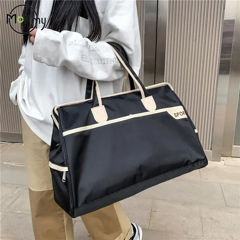 sac polochon de voyage en nylon, sac de rangement extérieur, grande capacité, paquet de voyage pour courte distance, sac d'embarquement pliable, sac à main pour bagages