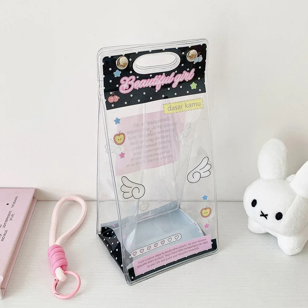 sac de rangement transparent pour poupée avec ailes d'ange, sac à bandoulière mignon pour fille, sac de présentation pour figurines décoratives, accessoires et cadeaux