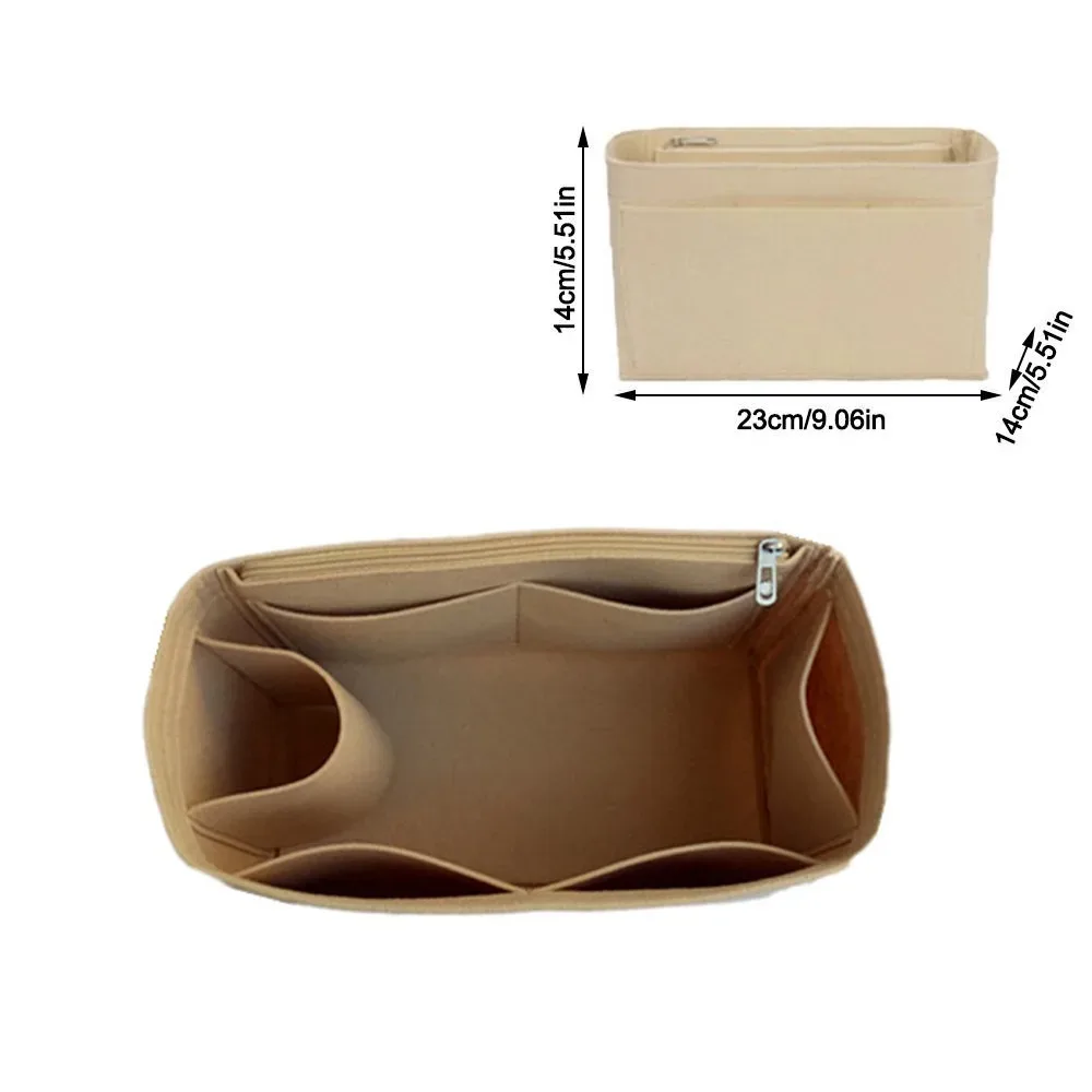 sac d'insertion en feutre multi-poches avec fermeture éclair, organisateur de sac à main grande capacité, sac intérieur pour lv speedy25/30/35/gentlewoman