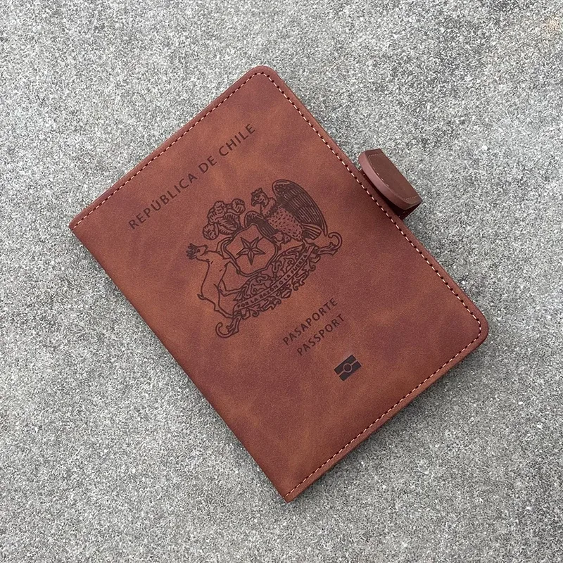 porte-passeport chilien, portefeuille de voyage, étuis en pu, fentes pour cartes multiples