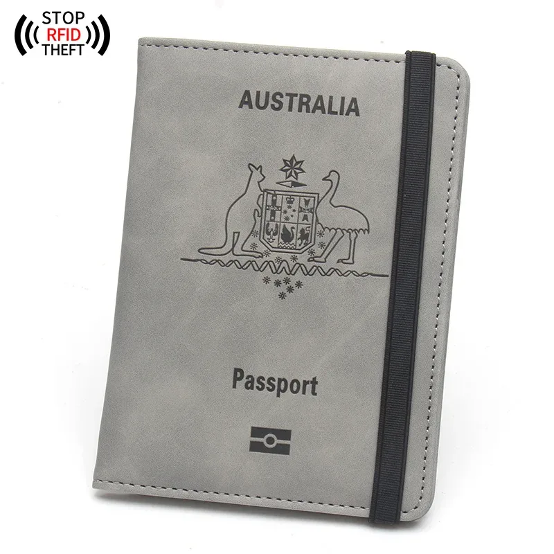 couverture de passeport australienne pour hommes et femmes, portefeuille de voyage rfid, étui pour cartes, organisateur de documents