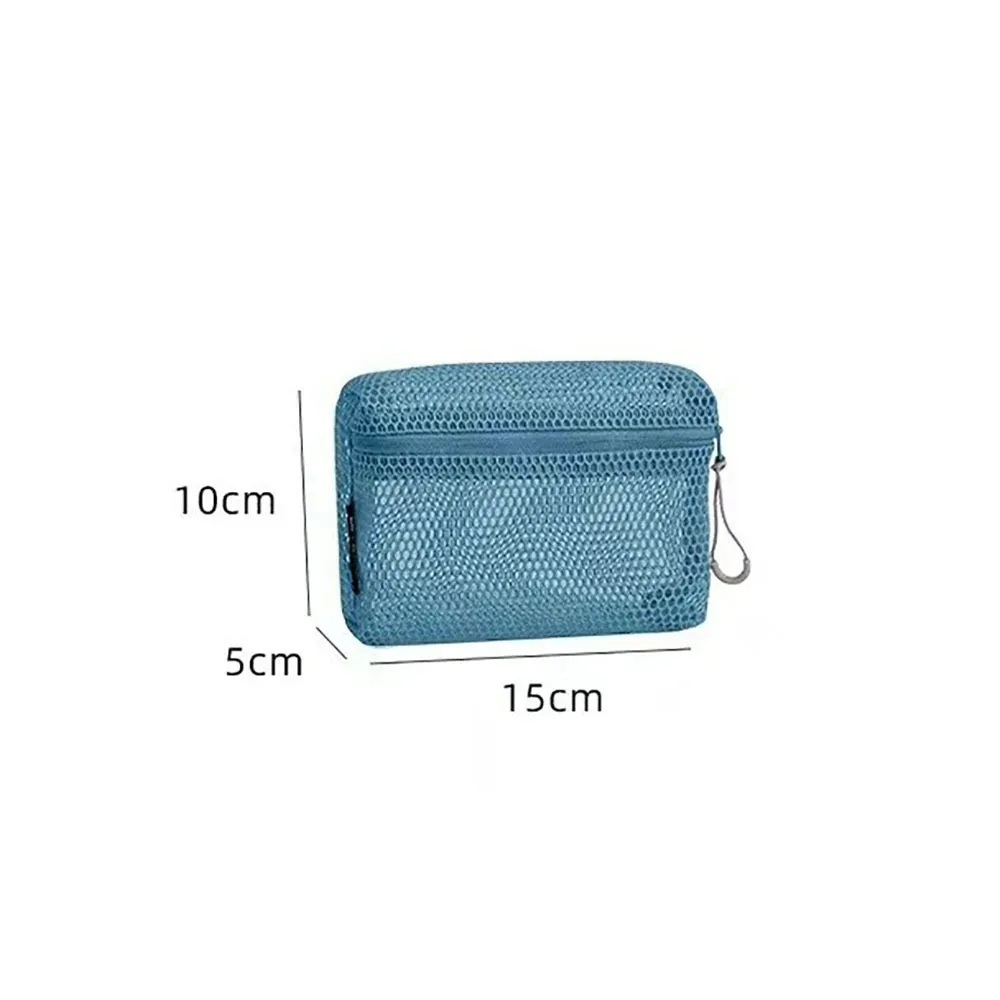 pochette de rangement en nylon décontractée avec fermeture éclair, sac à cosmétiques à main, pochette de voyage en maille polyvalente