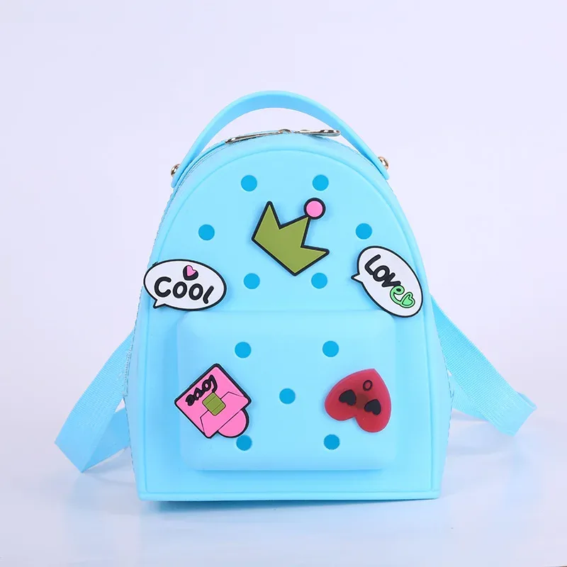 sac à bandoulière en gelée couleur bonbon pour filles, sac de voyage, sac de shopping décontracté, sac à dos créatif pour enfants, sac à dos diy à trous pour dessins animés