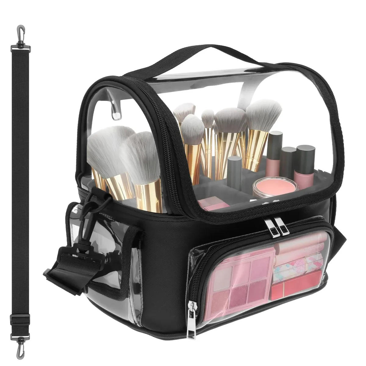 trousse de maquillage portable, étui de rangement pour cosmétiques, pvc transparent, porte-pinceaux de maquillage, sac de tri pour articles de toilette de voyage