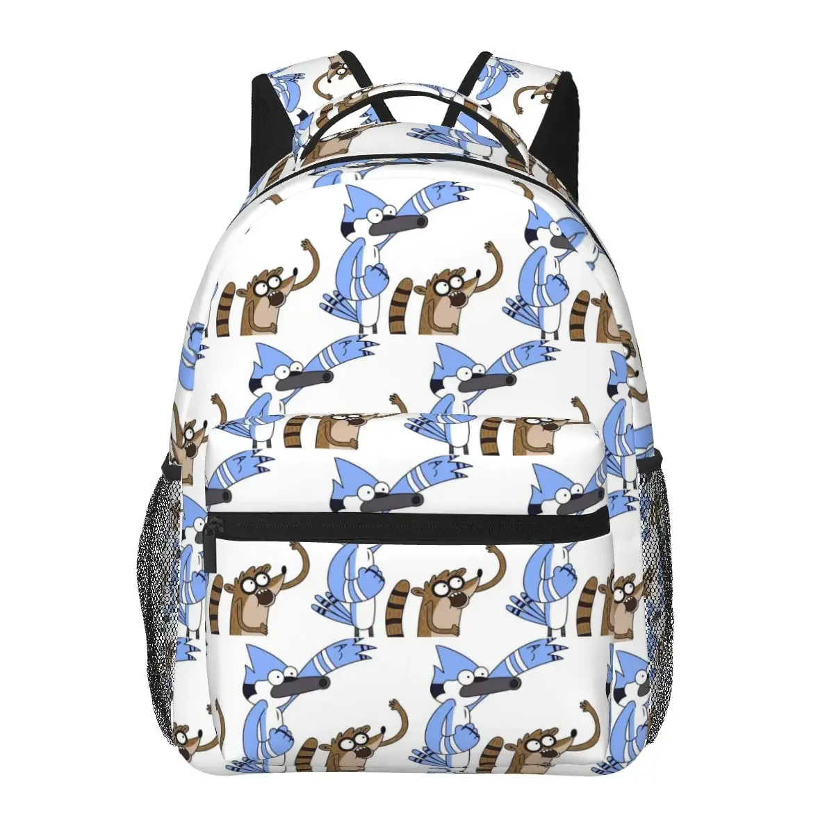 mordecai and rigby regular show – sacs à dos graphiques avec personnages de dessins animés, cartable pour garçons et filles, sacs d'école, sac à dos de voyage, sac à bandoulière