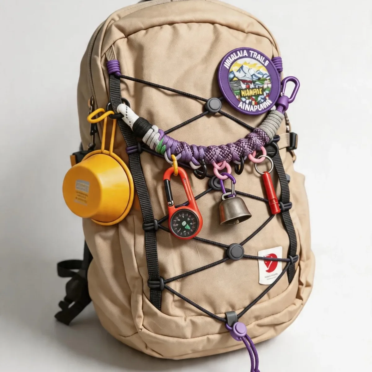 sangle sac nylon plissée anneaux métalliques motifs couleurs vivaces accessoire modification sac dos utilisation voyage