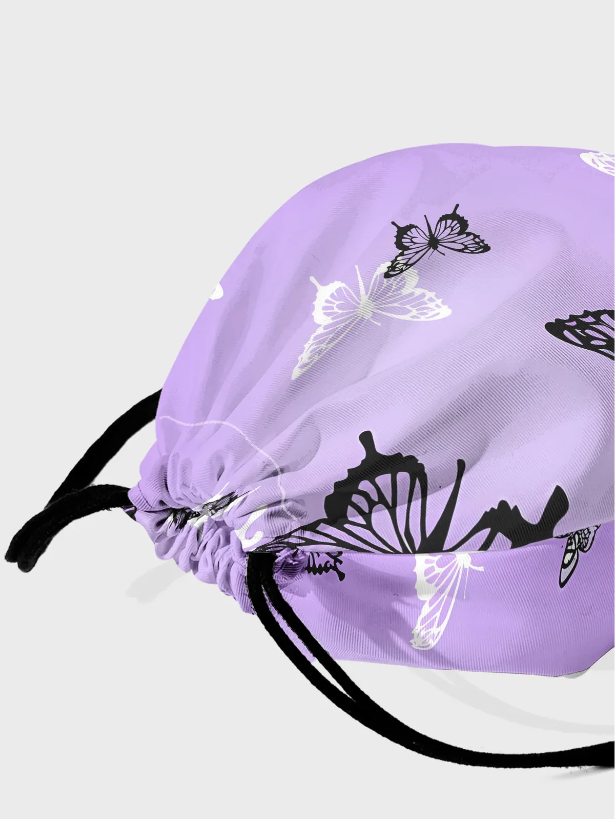 sac à dos à cordon de serrage imprimé papillon violet, sac de sport léger pour la salle de sport, le yoga, les voyages, l'école, les courses et les déplacements quotidiens