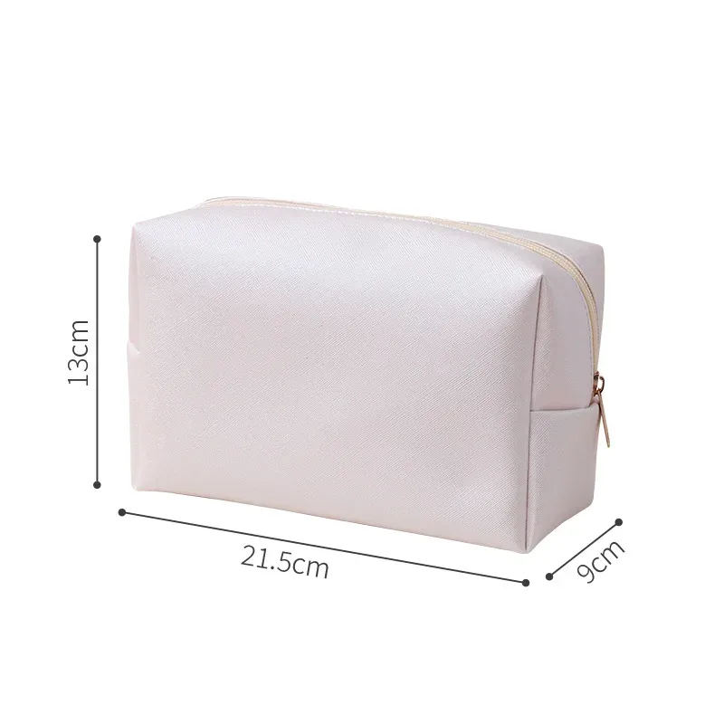 sacs à cosmétiques de couleur unie pour femmes, sac de rangement de maquillage portable de voyage, pochette de toilette à fermeture éclair