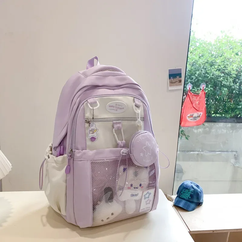 sac à dos pour filles, nouvelle mode, doux et mignon, grand sac d'école à cordon de serrage pour étudiantes, sac à bandoulière de voyage coréen y2k pour lycée