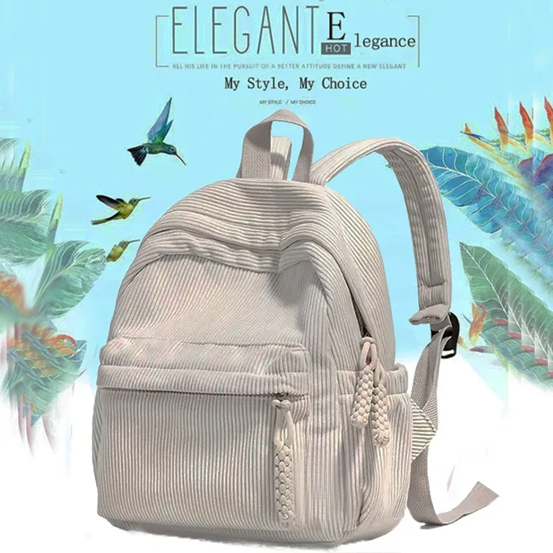 mini sac à dos en velours côtelé durable, sac à dos décontracté rétro avec plusieurs compartiments pour femmes, pour le quotidien, les voyages et le week-end