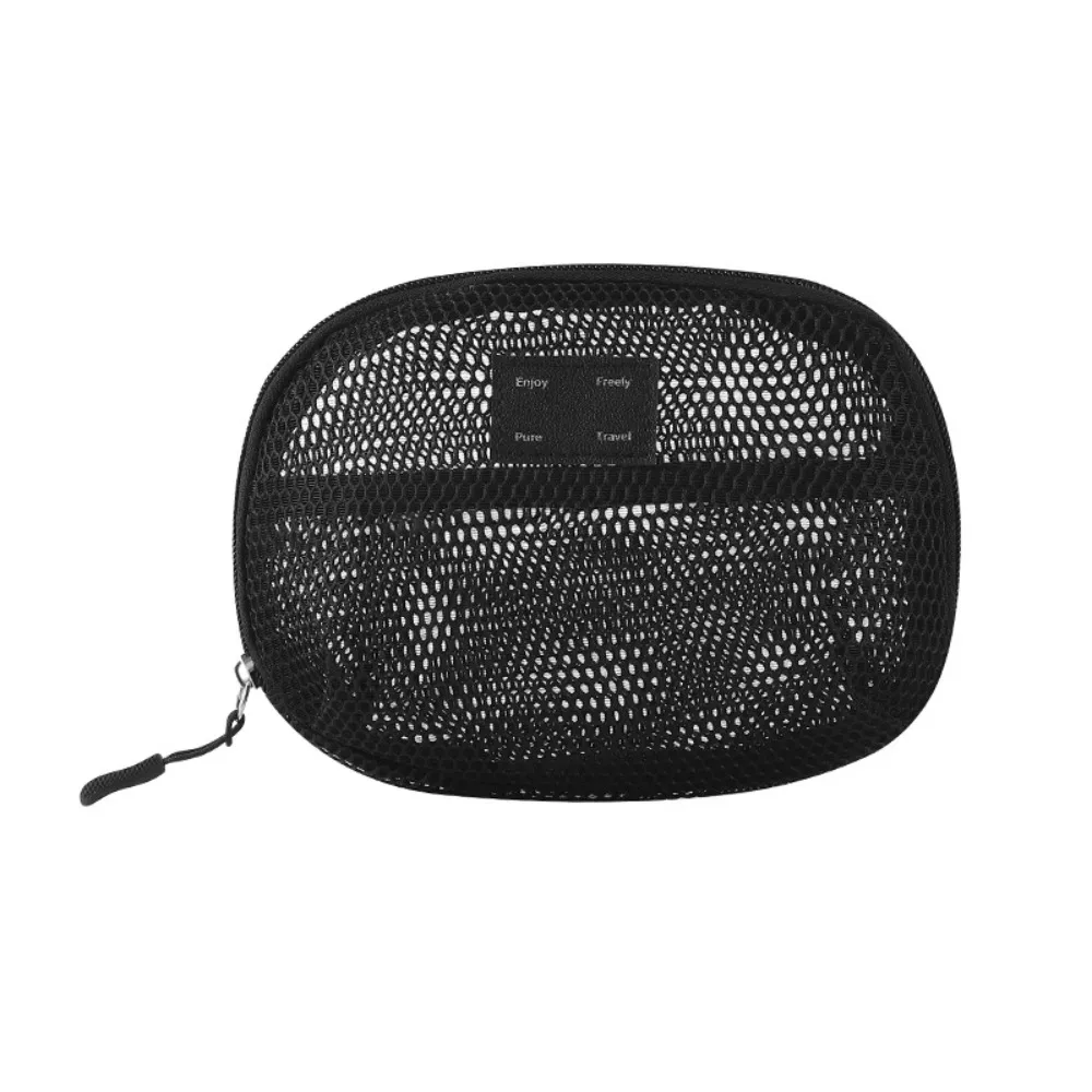 sac à cosmétiques en nylon décontracté avec fermeture éclair, pochette de rangement en maille, sacs de maquillage en maille polyvalents à main, voyage