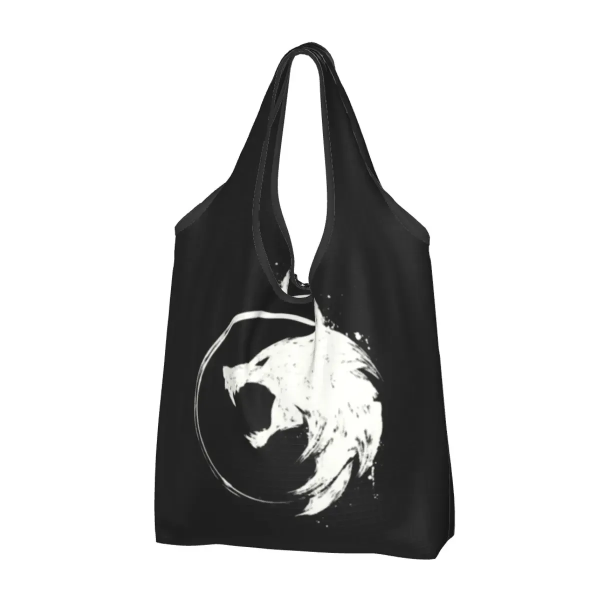 sac à provisions réutilisable personnalisé crow moon pour femme, sac fourre-tout portable, halloween, sorcière effrayant, sacs d'épicerie