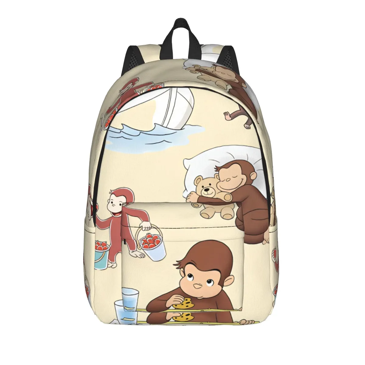 sac à dos curious george dessert activity stickers, sacs à dos de voyage pour filles, sacs d'école kawaii, grand sac à dos de créateur