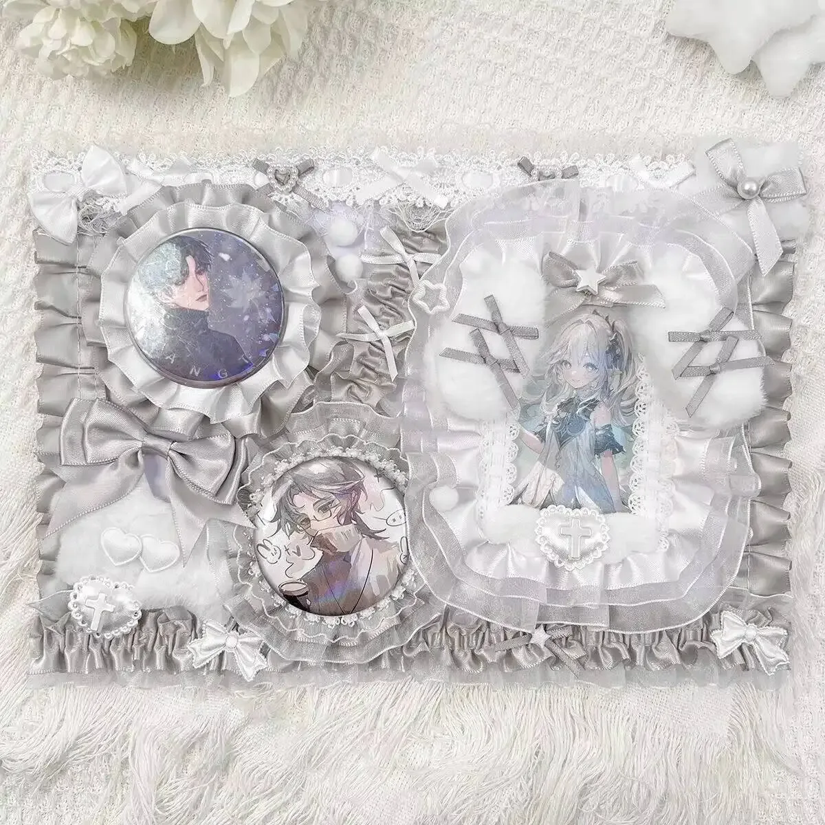 accessoires pour sac ita : porte-cartes et porte-badges anime, organisateur de broches et épingles en ruban et dentelle, insert décoratif pour sac ita, présentoir et rangement pour badges