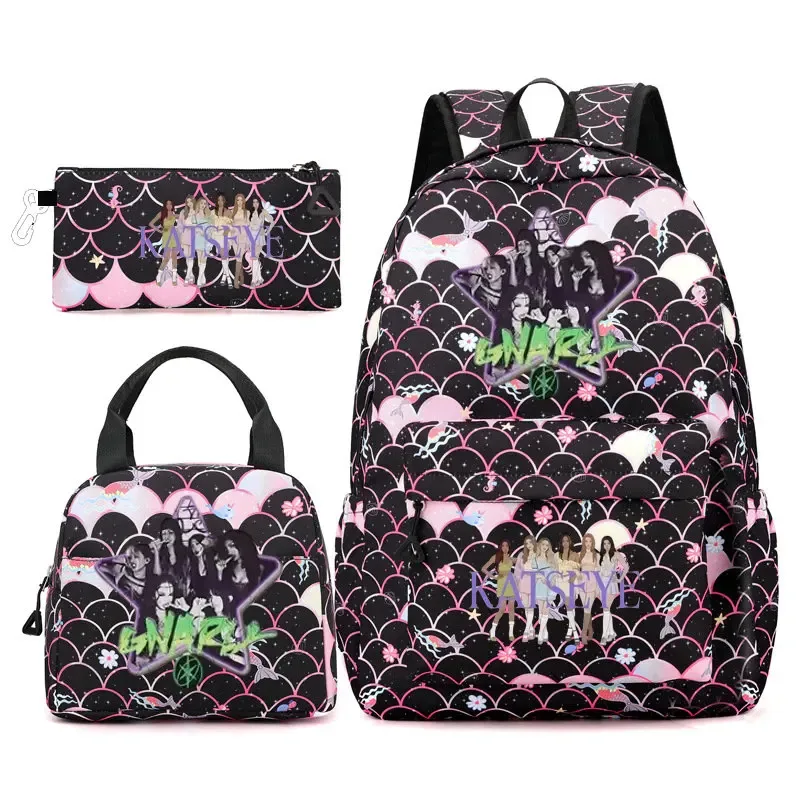 sac dos polyester motifs groupe filles poignée supérieure glissière capacité 20 35 litres unisexe couleurs rose clair violet bleu clair