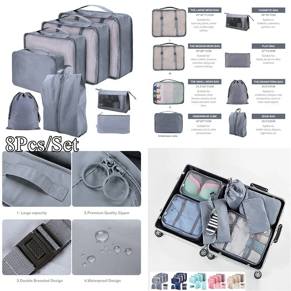 organisateur voyage sacs rangement oxford doux polyvalent transparent respirant fermeture éclair durabledurable pliable transport facile conception boucle empilable vêtements