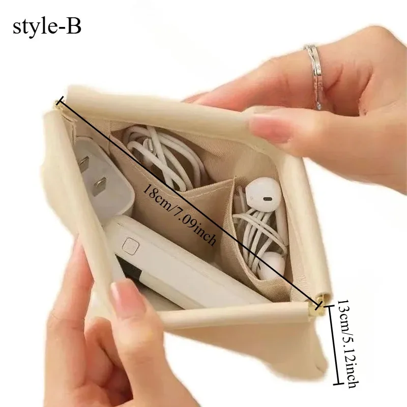 sac de rangement pour écouteurs avec fermeture automatique, sac de rangement pour écouteurs filaires, porte-monnaie en pu, mini sac portable pour rouge à lèvres et maquillage