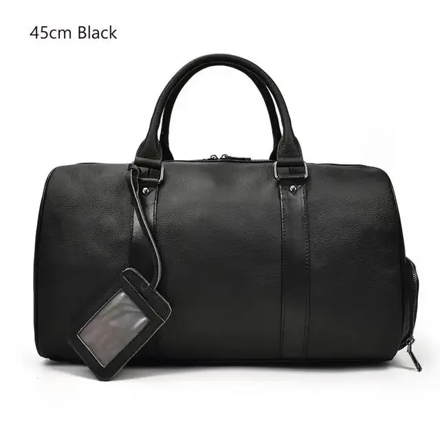 pooloos sacs de voyage en peau de vache naturelle sacs de nuit en cuir imperméables pour hommes bagages à main hommes sac de week-end homme d'affaires 55 cm