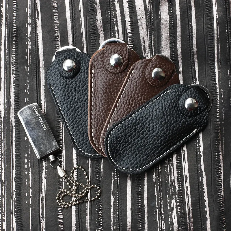 sacs de rangement à loquet en cuir véritable u disk, housse de protection, porte-clés, noir, étuis pour clé usb, clé usb, clé usb, pendrive