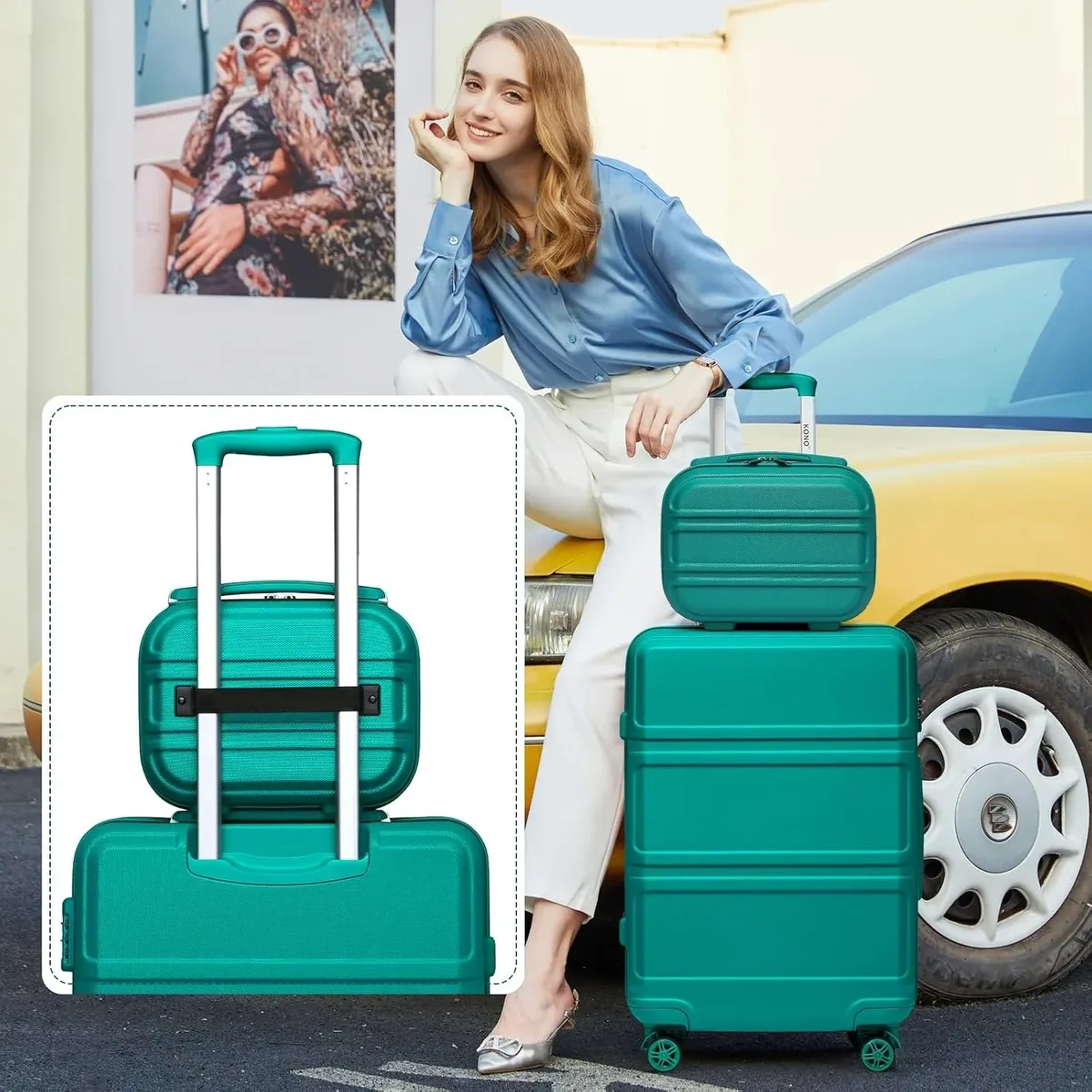 kono valise maquillage 12 pouces organisateur beauté, trousse de maquillage rigide avec compartiments pour cosmétiques, pinceaux et produits de soin