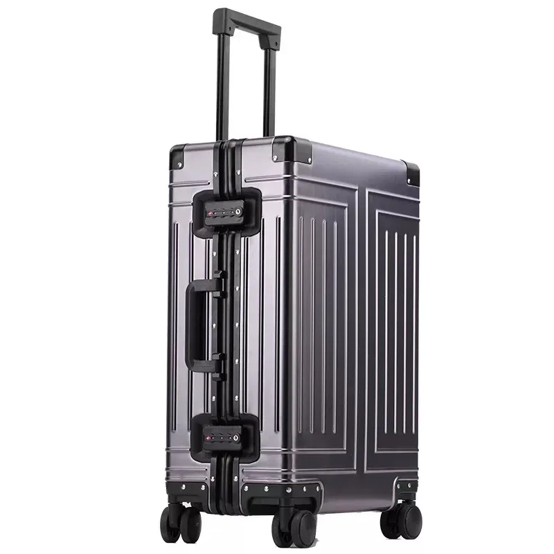 valise de voyage rigide en aluminium, nouvelle valise en aluminium 20'24'26'29' pouces, bagage cabine métallique étanche, sac trolley
