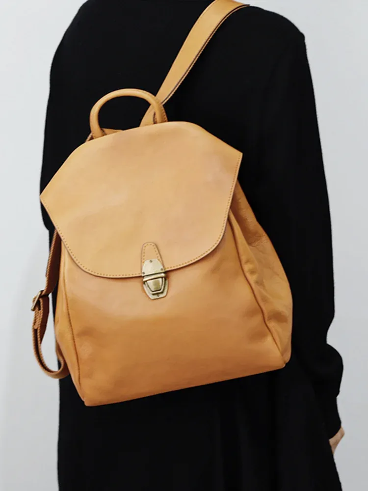 pndme simple vintage première couche peau de vache dames sacs à dos en plein air voyage designers à la main en cuir véritable cartable pour femmes
