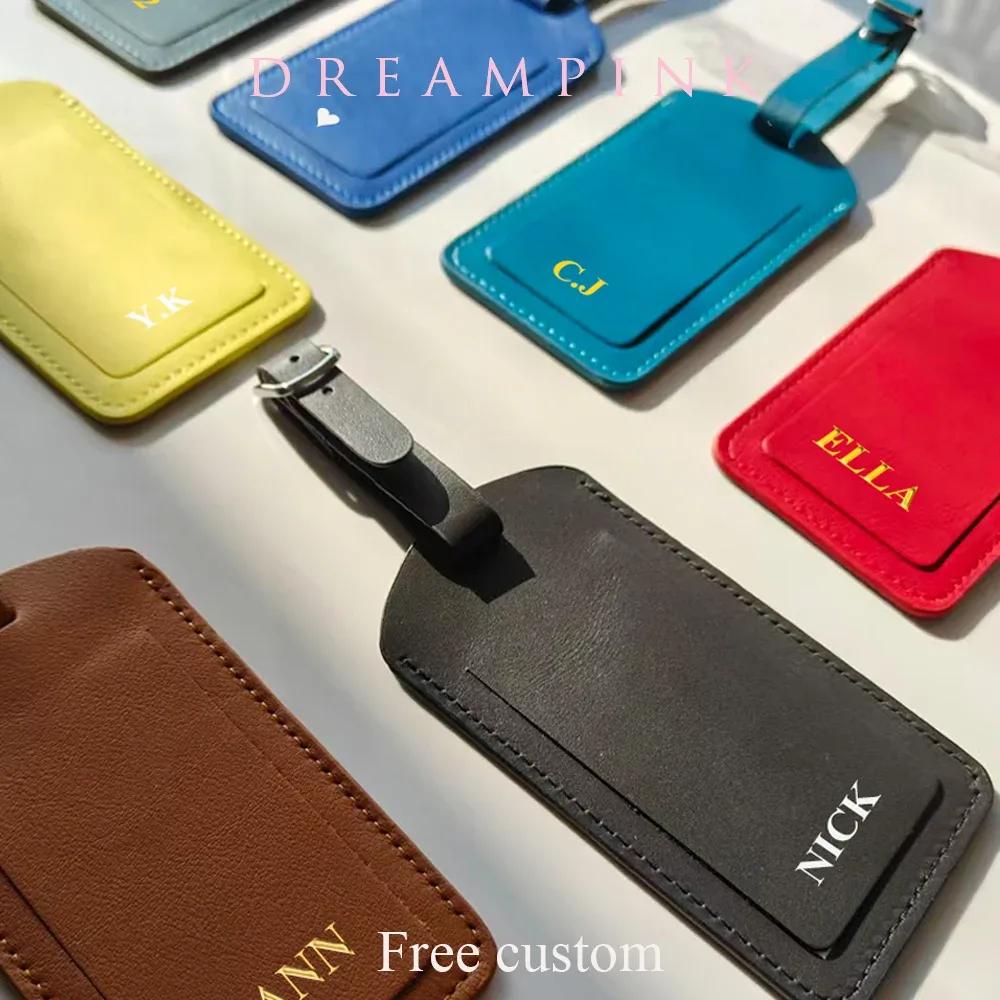 étiquette de bagage en cuir personnalisable, étiquette de valise en cuir véritable de luxe, accessoires de voyage pour femmes, lettres personnalisées, étiquette de bagage pour hommes