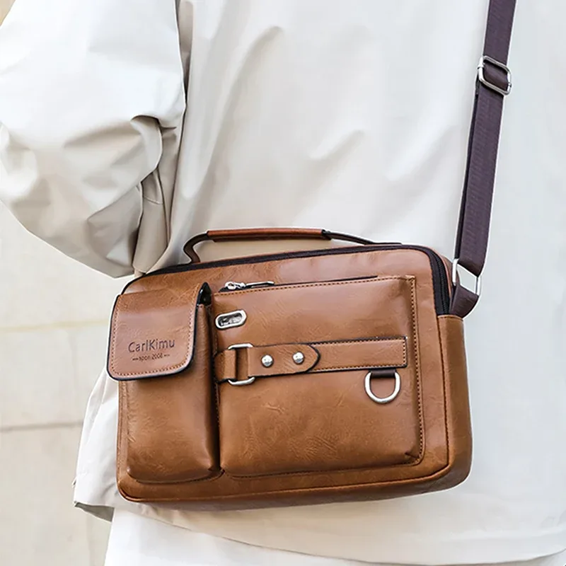 sac messager rétro pour hommes avec conception étanche, mallette pour ordinateur portable de grande capacité pour le travail de bureau, les voyages et l'école