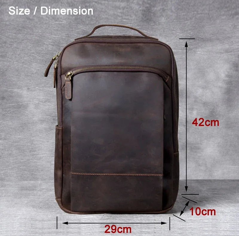 vintage crazy horse sac à dos en cuir véritable hommes sac à dos ordinateur portable en cuir quotidien sac à dos homme sac à dos trave randonnée sac à dos grand