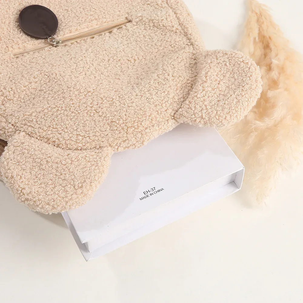 sac à dos en peluche ours personnalisé fait main avec nom, sac de marche, sac de campus, sac à bandoulière brodé pour enfants automne-hiver