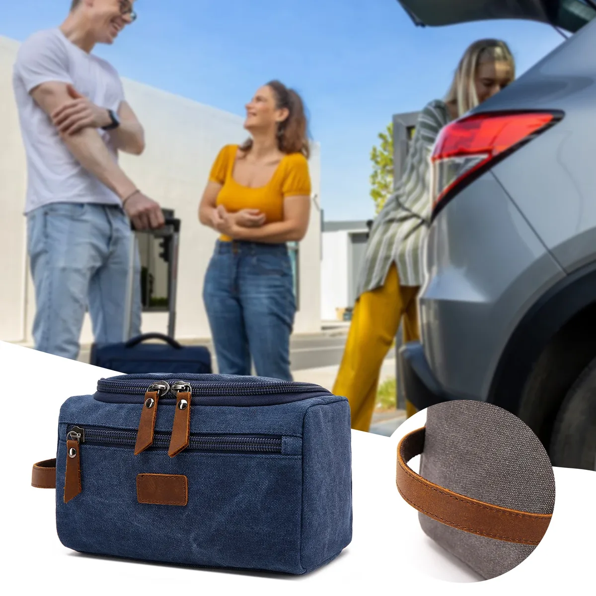 trousse de toilette de voyage multifonctionnelle avec poignée, facile à transporter, légère, pour hommes et femmes, vacances