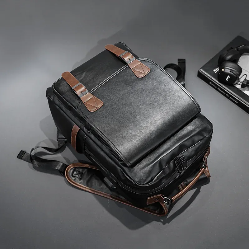 sac à dos rétro en cuir souple pour hommes, sac à dos pour ordinateur portable de grande capacité, cartable pour étudiants, cartable pour hommes, mode