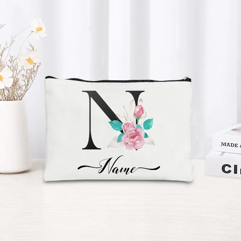 trousse de maquillage personnalisable avec nom, trousse de maquillage de voyage, trousse de maquillage pour mariage, trousse de maquillage individuelle, trousse de maquillage en toile pour fêtes, organiseur de cosmétiques, cadeaux pour femme