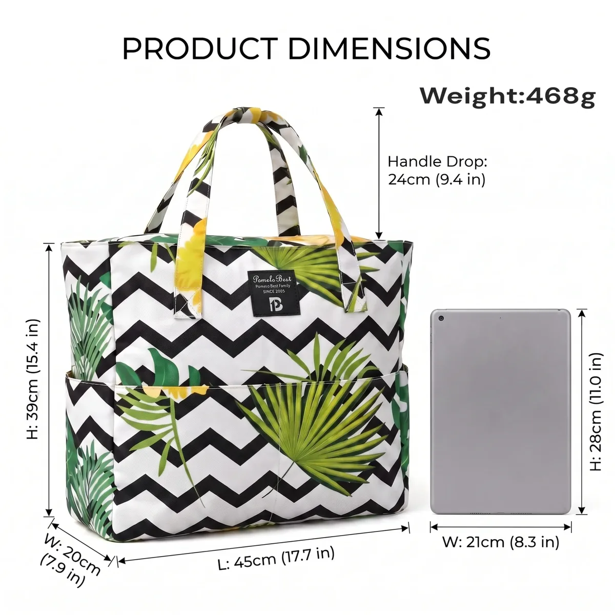 pomlelo best tropical wave print sac de plage grand format imperméable à plusieurs poches sac à bandoulière de voyage