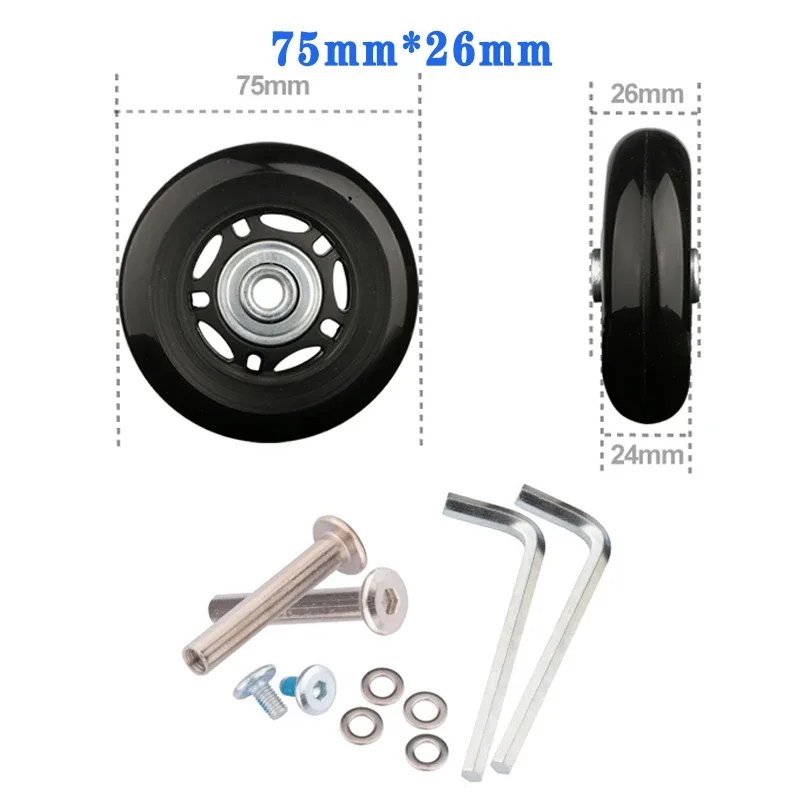 roues de remplacement à vis pour valise de voyage, kit de réparation d'essieu de roue 40/45/50/60/70/80/90/100/110/120mm, roulettes silencieuses