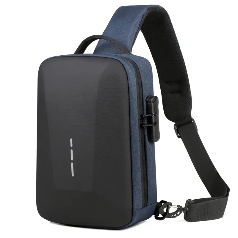 sacs de poitrine antivol à serrure à combinaison avec port de chargement usb, sac à bandoulière de mode pour hommes d'affaires, sac à bandoulière de rangement de voyage